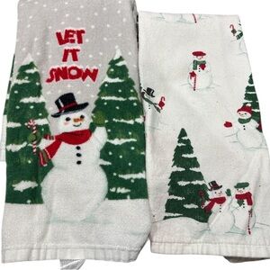 St. Nicholas Square Frosty the Snowman Let it Snow Christmas Kitchen Hand Towels